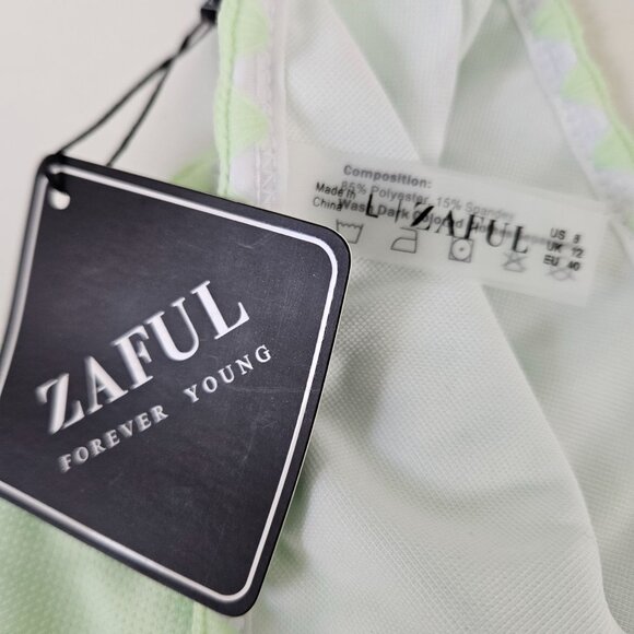 Zaful Womens Mint Green Bikini Set Sz 8 Adj Triangle Top Tie-Side Bottoms Sexy - Picture 8 of 9